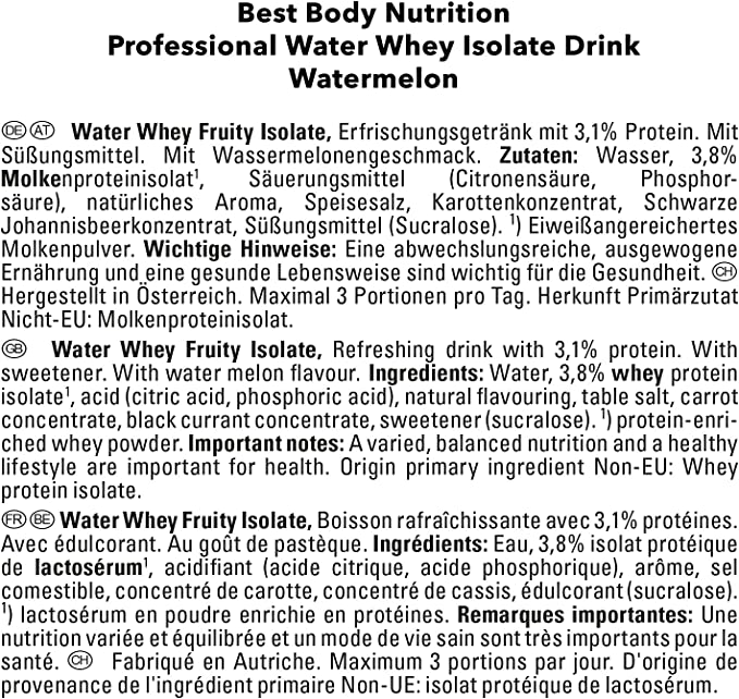 Water Whey Isolate Drink (12x500ml)