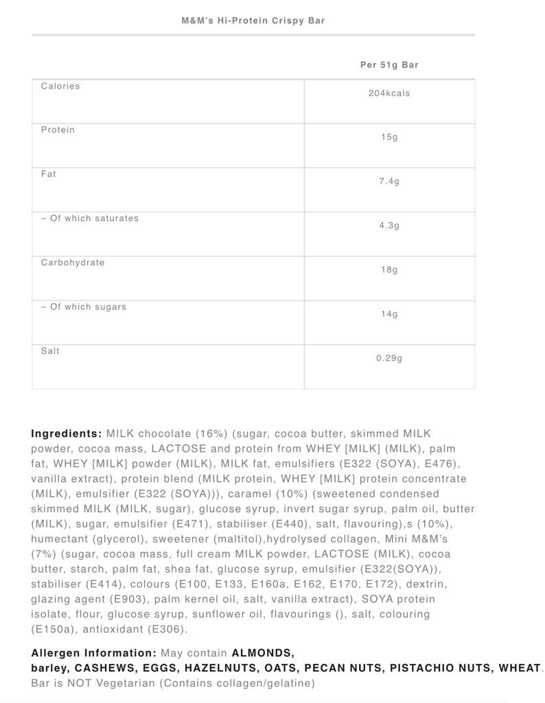 M&M Protein Bar - 12x51gr - crispy