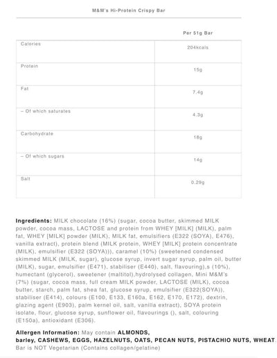 M&M Protein Bar - 12x51gr - crispy