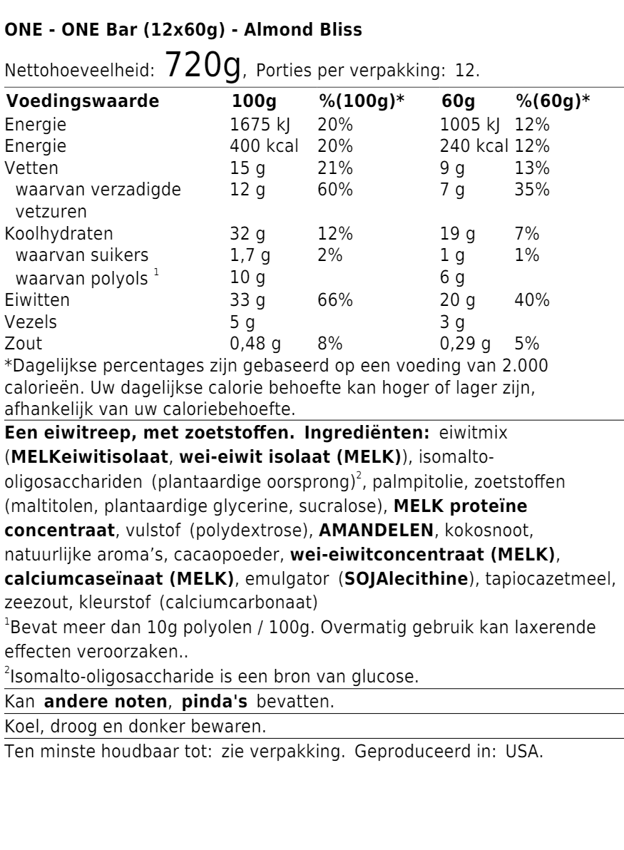 ONE protein bar (12x60g)