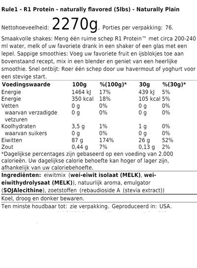 R1 Protein - naturally flavored (5lbs)