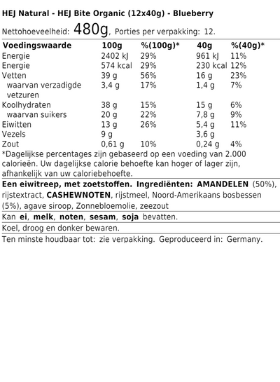 HEJ Bite Organic (12x40g)